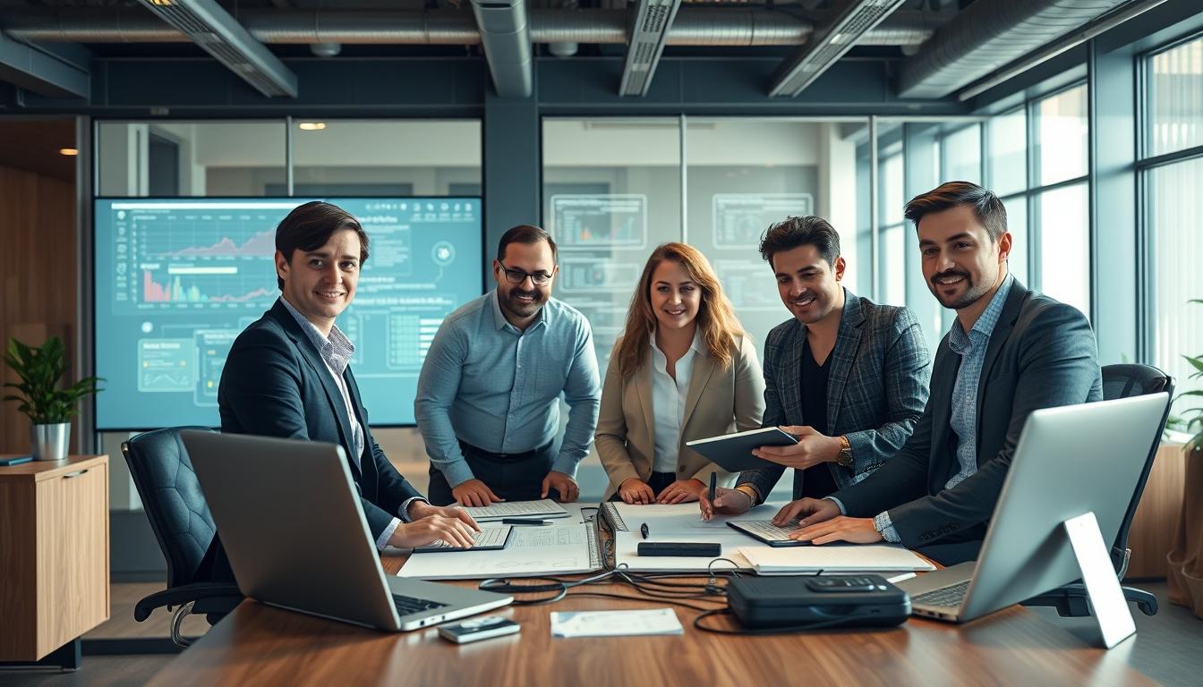 Business software development team collaboration